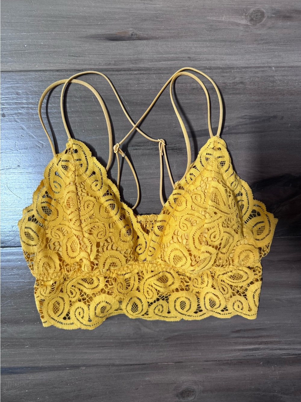 Boho Floral Lace V Neck Bralette Sunshine  Women’s S Smocked Festival